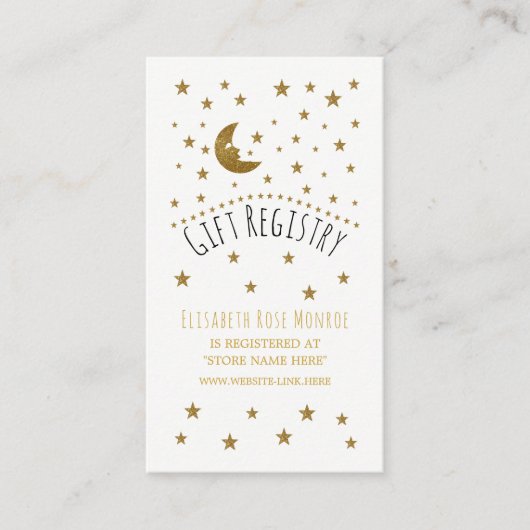 Gold Moon & Stars Baby shower Gift Registry Informatiekaartje (Voorkant)