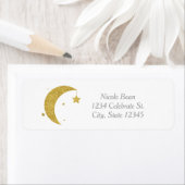 Gold Moon & Stars Baby shower White Invitation Etiket (Insitu)