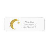 Gold Moon & Stars Baby shower White Invitation Etiket (Voorkant)