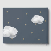 Gold Moon, Stars & Clouds Navy Blue Baby shower Gastenboek (Achterkant)