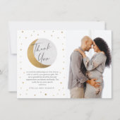 Gold Moon & Stars Foto Baby shower Dank je kaart (Voorkant)