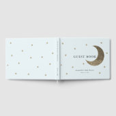 Gold Moon & Stars Lichtblauw Baby shower Gastenboek (Volledig)