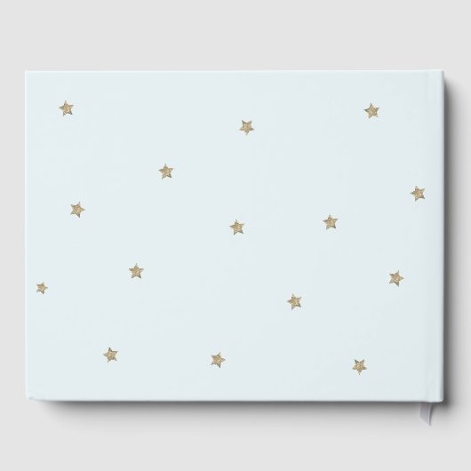 Gold Moon & Stars Lichtblauw Baby shower Gastenboek (Achterkant)