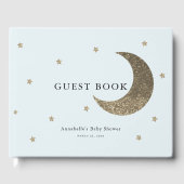 Gold Moon & Stars Lichtblauw Baby shower Gastenboek (Voorkant)