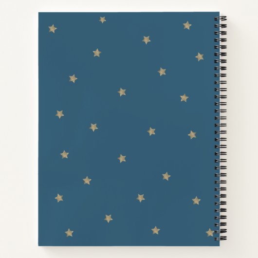 Gold Moon & Stars Navy Blue Baby shower Gastenboek Notitieboek (Achterkant)