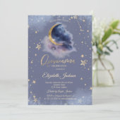 Gold Moon Stars Starry Night Quinceanera Kaart (Staand voorkant)