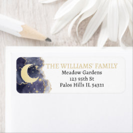 Gold moon sterren baby shower return address label