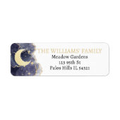 Gold moon sterren baby shower return address label (Voorkant)
