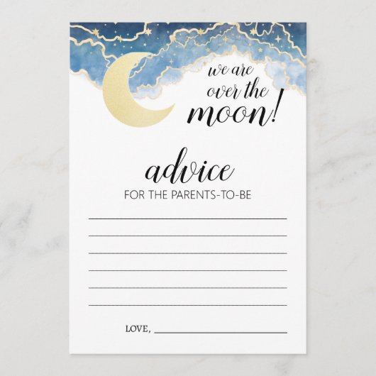 Gold moon sterren hemelse baby shower Advice cards Advieskaart (Voorkant)