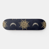 Gold Moon Sun Mandala Blue Night Sky Patroon Persoonlijk Skateboard (Horizontaal)