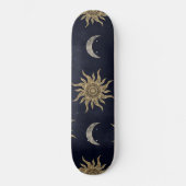 Gold Moon Sun Mandala Blue Night Sky Patroon Persoonlijk Skateboard (Voorkant)