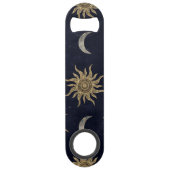 Gold Moon Sun Mandala Blue Night Sky Patroon Speed Flessenopener (Achterkant)
