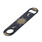 Gold Moon Sun Mandala Blue Night Sky Patroon Speed Flessenopener (Achterkant Gekanteld)