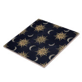 Gold Moon Sun Mandala Blue Night Sky Patroon Tegeltje (Zijkant)