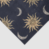 Gold Moon Sun Mandala Blue Night Sky Patroon Tissuepapier (Detail)