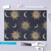 Gold Moon Sun Mandala Blue Night Sky Patroon Tissuepapier (Craft)