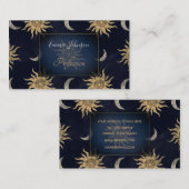 Gold Moon Sun Mandala Blue Night Sky Patroon Visitekaartje (Voorkant / Achterkant)