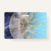 Gold Moon Sun Mandala Celestial Design Badge (Voorkant)