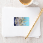 Gold Moon Sun Mandala Celestial Design Etiket (Insitu)