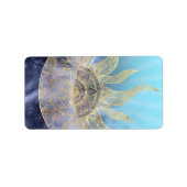 Gold Moon Sun Mandala Celestial Design Etiket (Voorkant)