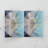 Gold Moon Sun Mandala Celestial Design Feestdagen Kaart (Binnen)