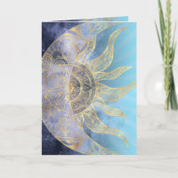Gold Moon Sun Mandala Celestial Design