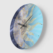 Gold Moon Sun Mandala Celestial Design Grote Klok (Hoek)