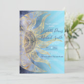 Gold Moon Sun Mandala Celestial Design Kaart (Staand voorkant)
