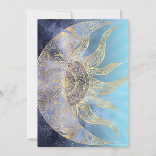 Gold Moon Sun Mandala Celestial Design Kaart (Achterkant)
