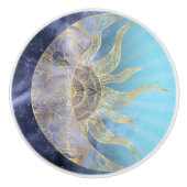 Gold Moon Sun Mandala Celestial Design Keramische Knop (Voorkant)