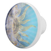 Gold Moon Sun Mandala Celestial Design Keramische Knop (Rechts)