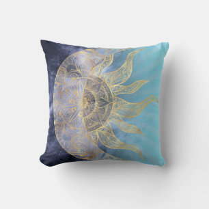 Gold Moon Sun Mandala Celestial Design Kussen