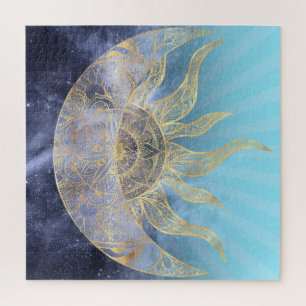 Gold Moon Sun Mandala Celestial Design Legpuzzel
