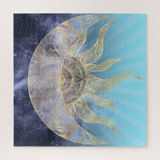 Gold Moon Sun Mandala Celestial Design Legpuzzel (Verticaal)