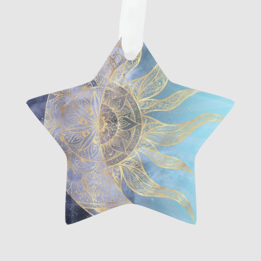 Gold Moon Sun Mandala Celestial Design Ornament (achterkant)