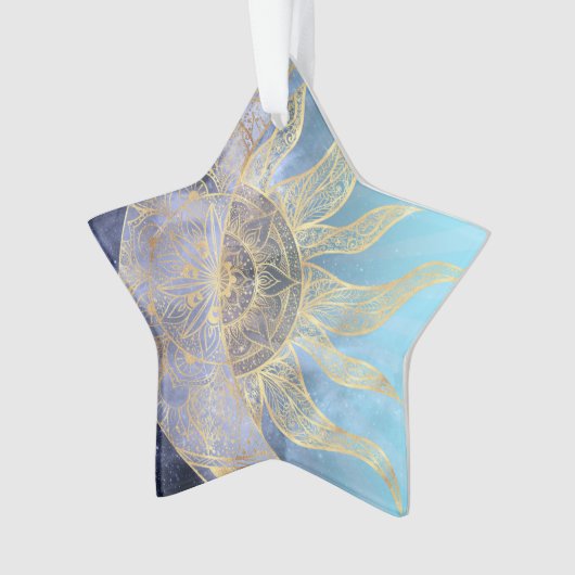 Gold Moon Sun Mandala Celestial Design Ornament (voorkant)