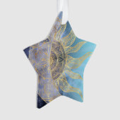 Gold Moon Sun Mandala Celestial Design Ornament (voorkant)