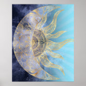 Gold Moon Sun Mandala Celestial Design Poster (Voorkant)