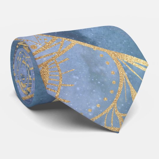 Gold Moon Sun Mandala Celestial Design Stropdas (Opgerold)