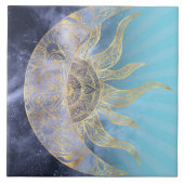 Gold Moon Sun Mandala Celestial Design Tegeltje (Voorkant)
