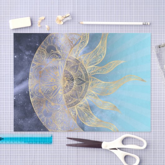 Gold Moon Sun Mandala Celestial Design Tissuepapier (Craft)