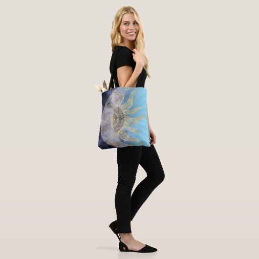 Gold Moon Sun Mandala Celestial Design Tote Bag (Op model)