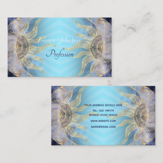 Gold Moon Sun Mandala Celestial Design Visitekaartje (Voorkant / Achterkant)