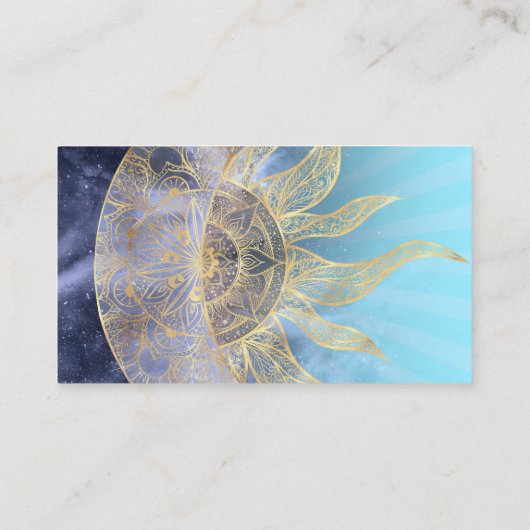 Gold Moon Sun Mandala Celestial Design Visitekaartje (Achterkant)