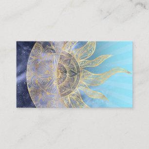 Gold Moon Sun Mandala Celestial Design Visitekaartje