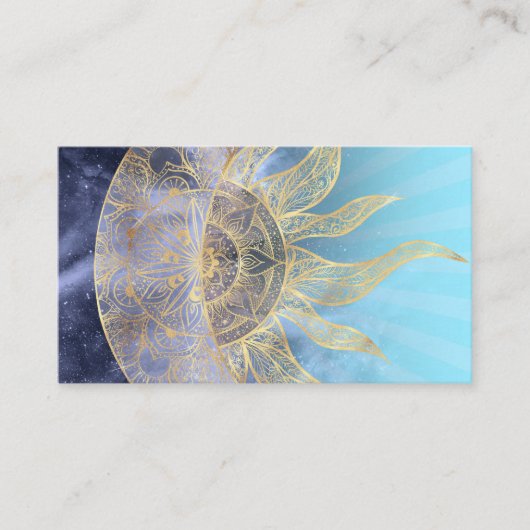 Gold Moon Sun Mandala Celestial Design Visitekaartje (Voorkant)