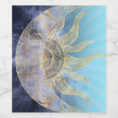 Gold Moon Sun Mandala Celestial Design Wijn Etiket (Enkel label)