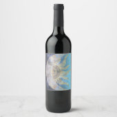 Gold Moon Sun Mandala Celestial Design Wijn Etiket (Voorkant)