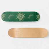 Gold Moon Sun Mandala Green Pattern Persoonlijk Skateboard (Horizontaal)