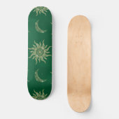 Gold Moon Sun Mandala Green Pattern Persoonlijk Skateboard (Voorkant)